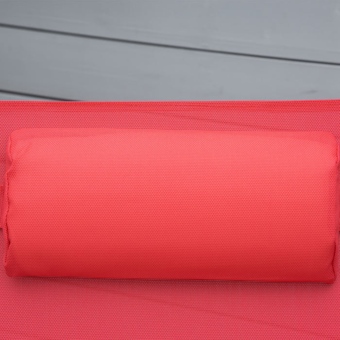 Outsunny Steel Outdoor Folding Portable Chaise Lounge Chair Recliner, Red