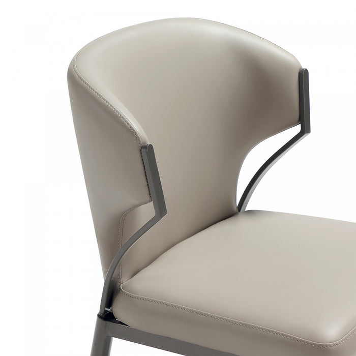 Kirsten Modern Vegan Leather Metal Dining Chair in Light Gray - Set of 4