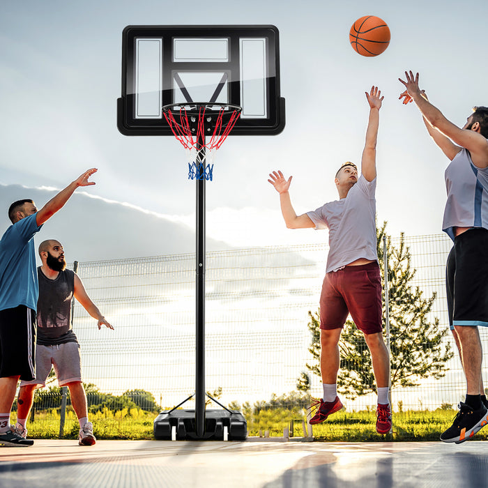 Costway 4.25-10ft Portable Adjustable Basketball Hoop System With 44\" Backboard 2 Nets