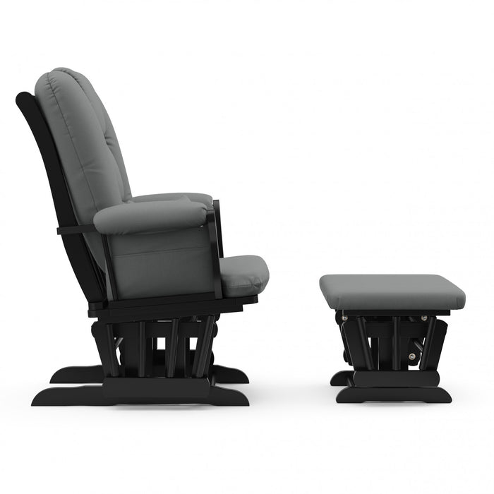 Storkcraft Tuscany Glider and Ottoman - Black/Gray