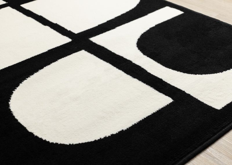 Florence Black White Dynamic Geometric Design, 5'3\" x 7'4\" Indoor Area Rug
