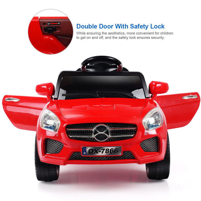 Costway 6v Kids Ride On Car Rc Remote Control Battery Powered W/ Led Lights Mp3 Red