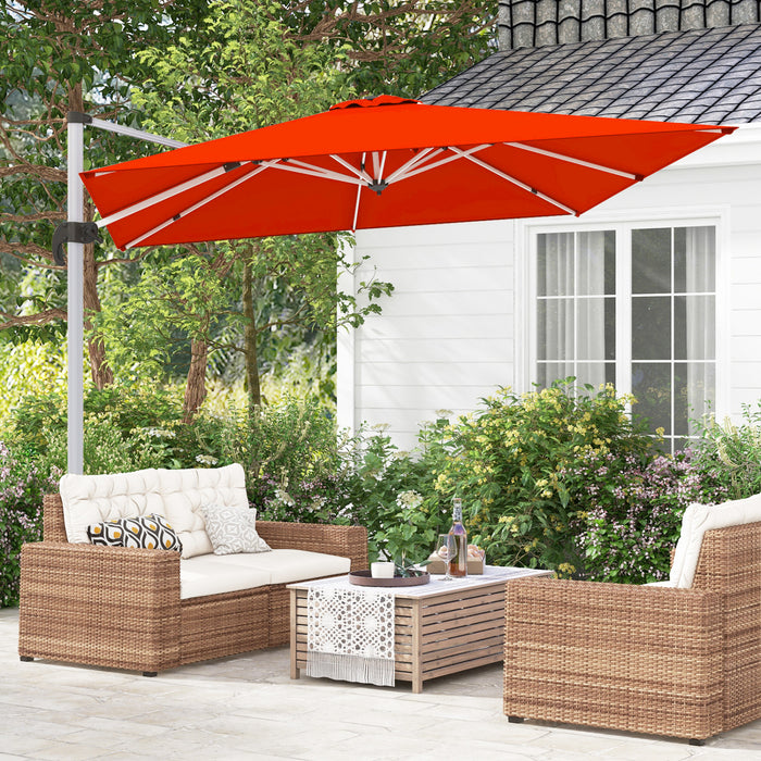 Costway 10 FT Patio Cantilever Umbrella Outdoor Aluminum Hanging Offset Umbrella w/ 360° Rotation Orange