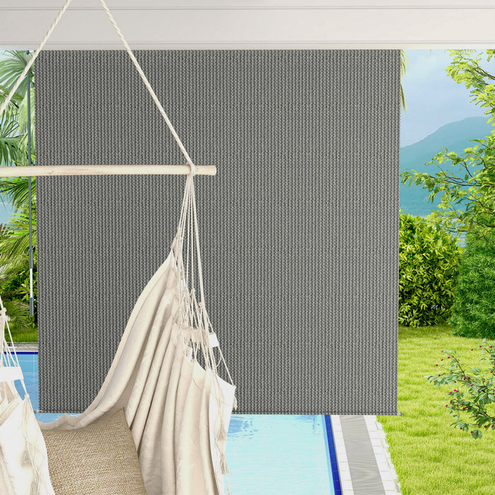 Outsunny Outdoor Roller Shade, 6' X 6' Patio Door Blinds, Dark Grey