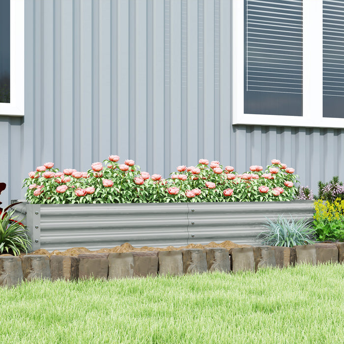 Outsunny 6x3x1ft Galvanized Raised Garden Bed, Open Bottom, Silver