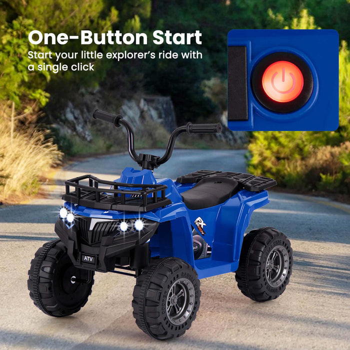 Costway Kids Ride On Electric Atv 6v 4-wheeler Quad Car With One-button Start Tread Tires Navy