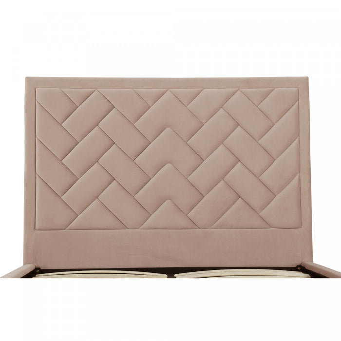 Crosby Modern Upholstered Velvet Queen Bed in Nude
