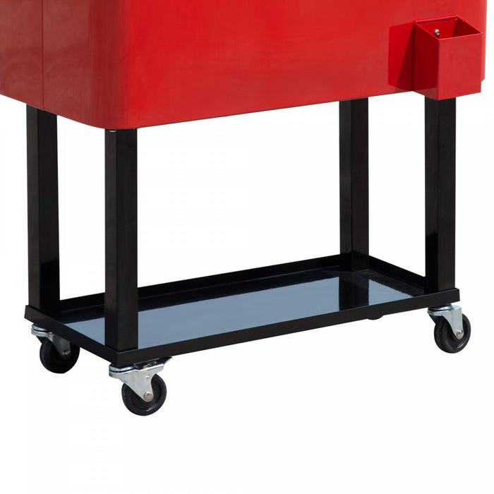 Outsunny 80 Quart Rolling Cooler Cart Portable Patio Ice Beer Beverage