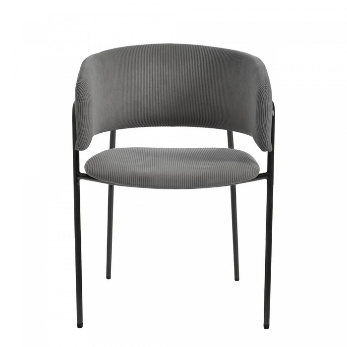 Ethan Set of 2 Modern Corduroy Upholstery Side Chair with Angled Legs and Adjustable Feet,Grey Dining Chair