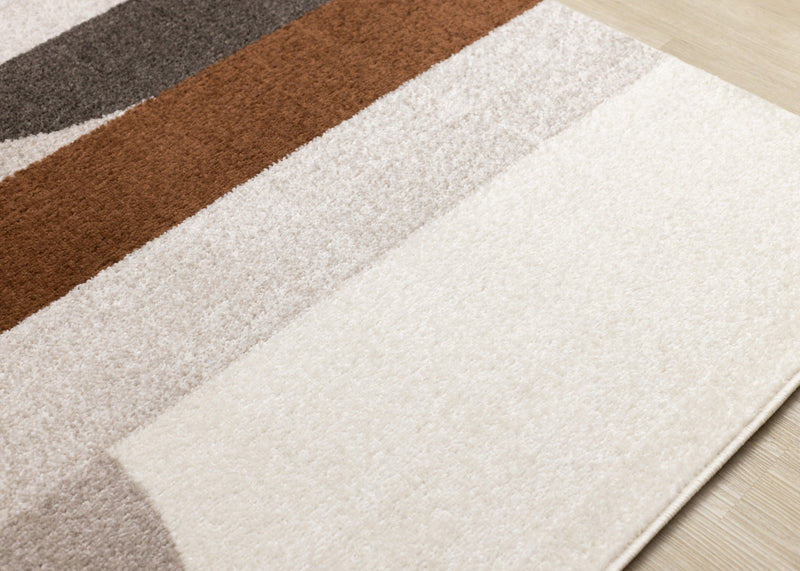 Marley Geometric Curves Taupe Oxblood Area Rug - 7'10\" x 10'6\"