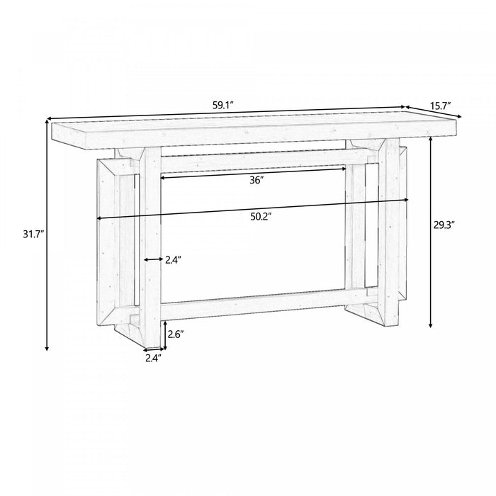 Ethan 59.1'' Triple Rectangle Design Painted Entryway Table with Pine Wood Legs,White Sofa Table