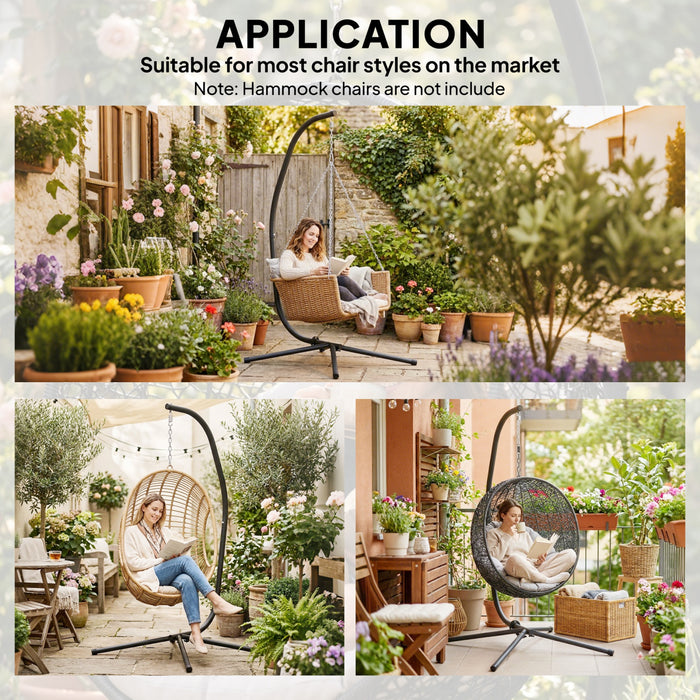 Outsunny Hanging Egg Chair Stand Only, Hammock Chair Stand Black