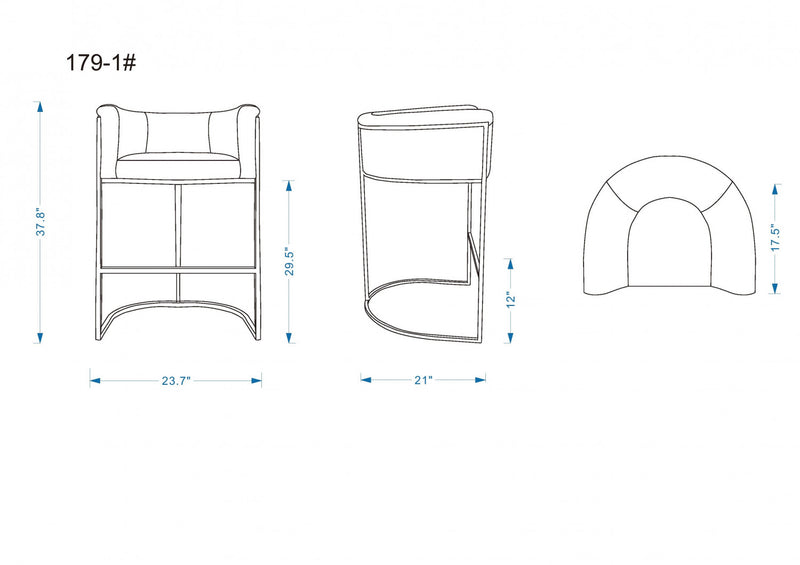 Cosmopolitan Mid-Century Modern Metal Upholstered Barstool in Stone Gray