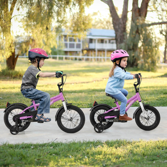 Costway 14\" Kids Bike For 3-5 Years Old Boys & Girls With Adjustable Seat Handbrake Reflectors Purple