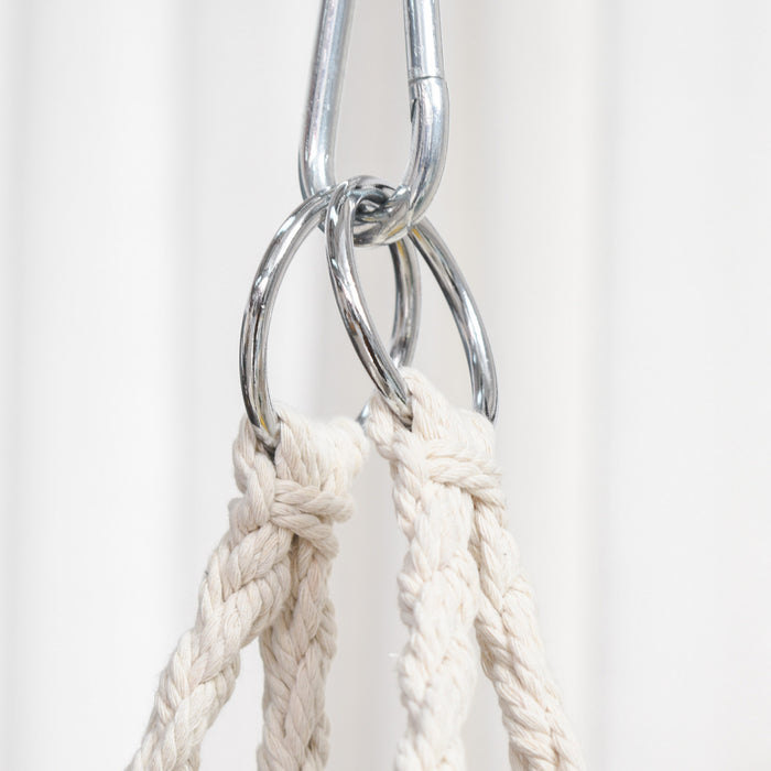 Outsunny Hanging Hammock Chair, Cotton Rope Porch Hammock Swing With Metal Frame And Cushion, Large Macrame Seat For Patio, Garden, Bedroom, Living Room, Cream White