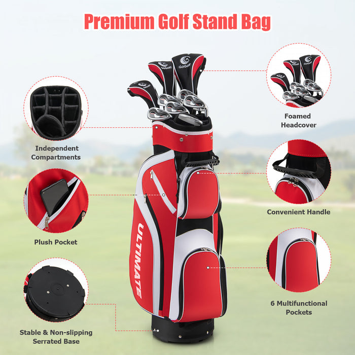 Ladies Womens Complete Golf Clubs Set 10 Pieces Includes Alloy Driver Red