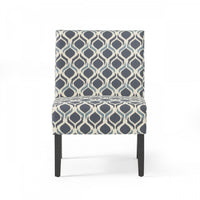 Oliver Linen-look Fabric Accent Chair With Rubberwood Legs - Blue and Grey