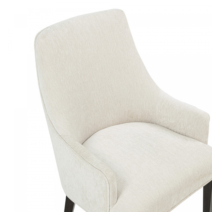 Beever Modern Wood Chenille Armchair in Cream