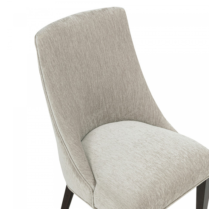 Beever Modern Wood Chenille Dining Chair in Taupe - Set of 2