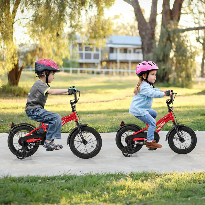 Costway 12\" Kids Bike For 3-4 Years Old Boys & Girls With Adjustable Seat Handbrake Reflectors Red