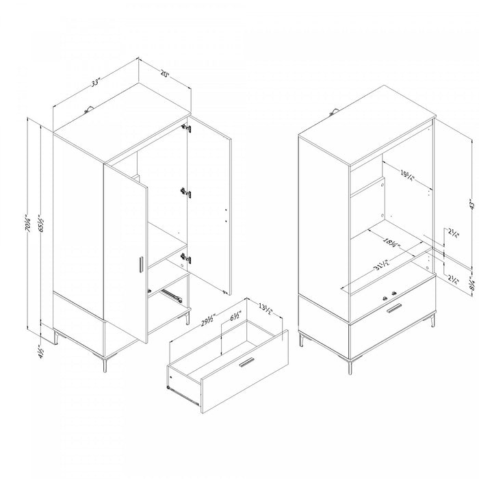 Musano Wardrobe Armoire With Doors And Drawers - Nordik Oak 