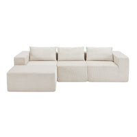 Paula Free Combination Compressed Sectional Sofas With Corduroy Fabric, pillow Back - Beige 