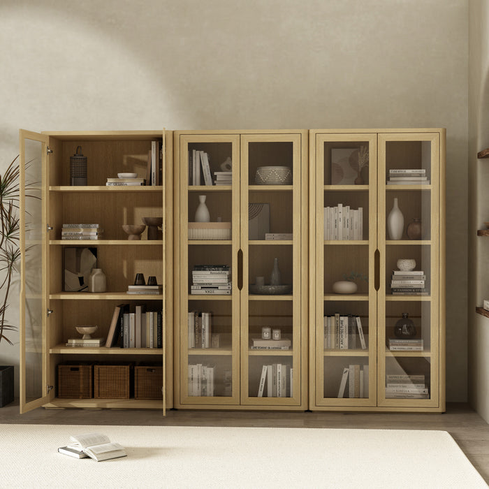 Rivington Modern 38\" Bookcase Cabinet in Natural Oak - Set of 3