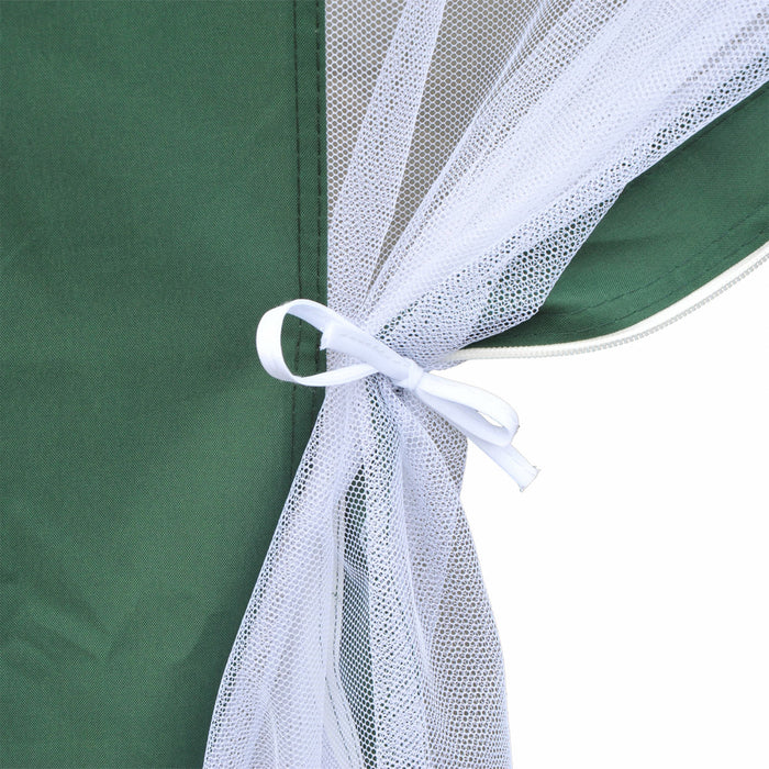 Outsunny Φ13' Hexagon Party Tent Patio Gazebo Outdoor Activity Event Canopy Quick Sun Shelter Pavilion With Netting Mesh Sidewall Green