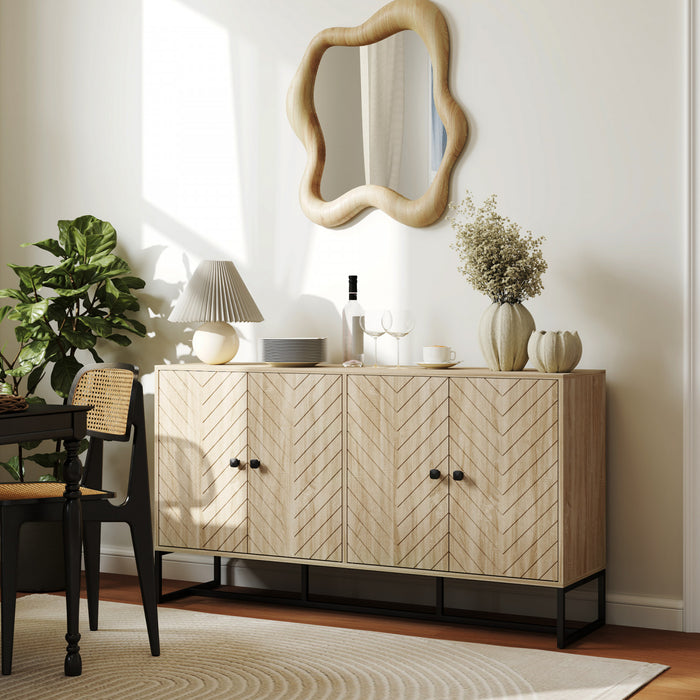 HOMCOM Sideboard Buffet Cabinet, Coffee Bar Cabinet, Oak