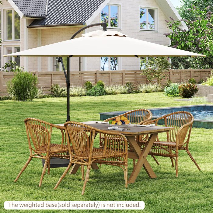 Costway 10FT Patio Offset Hanging Umbrella Easy Tilt Adjustment 8 Ribs Backyard Beige