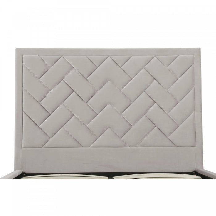 Crosby Modern Upholstered Velvet Queen Bed in Greige