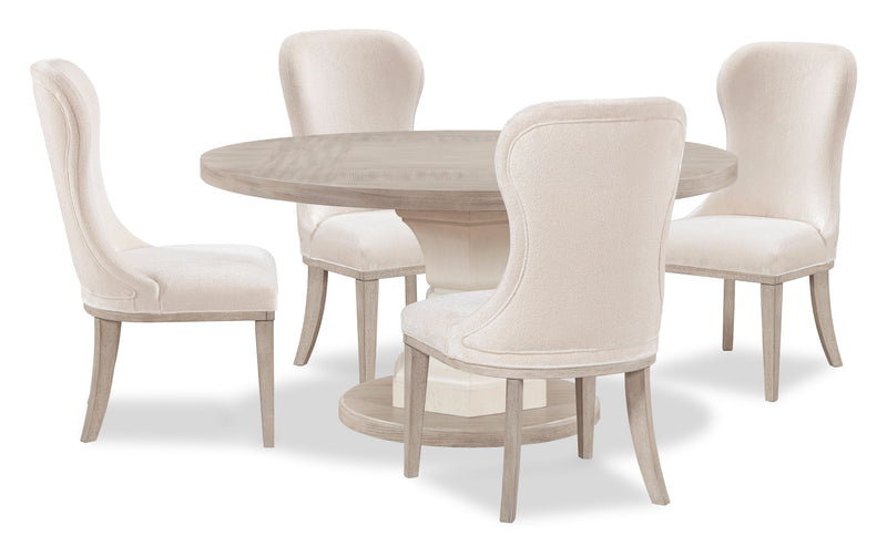 Corsa 5pc Dining Set with Table and 4 Chairs - Antique White Oak and Light Grey 