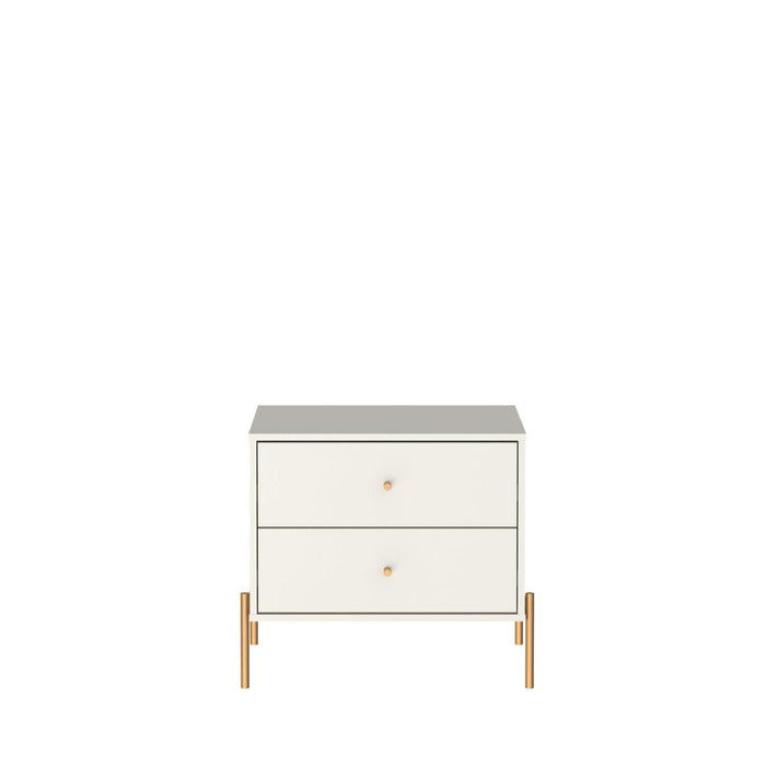 Manhattan Comfort Jasper Nightstand with Steel Gold Legs - Off White Matte