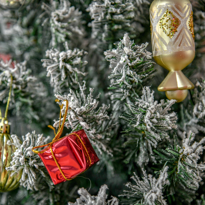 Homcom Snow Flocked Pencil Christmas Tree Slim Artificial Christmas Tree