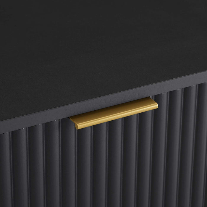Dumbo Modern 20\" Fluted Nightstand in Black (2-Drawer)
