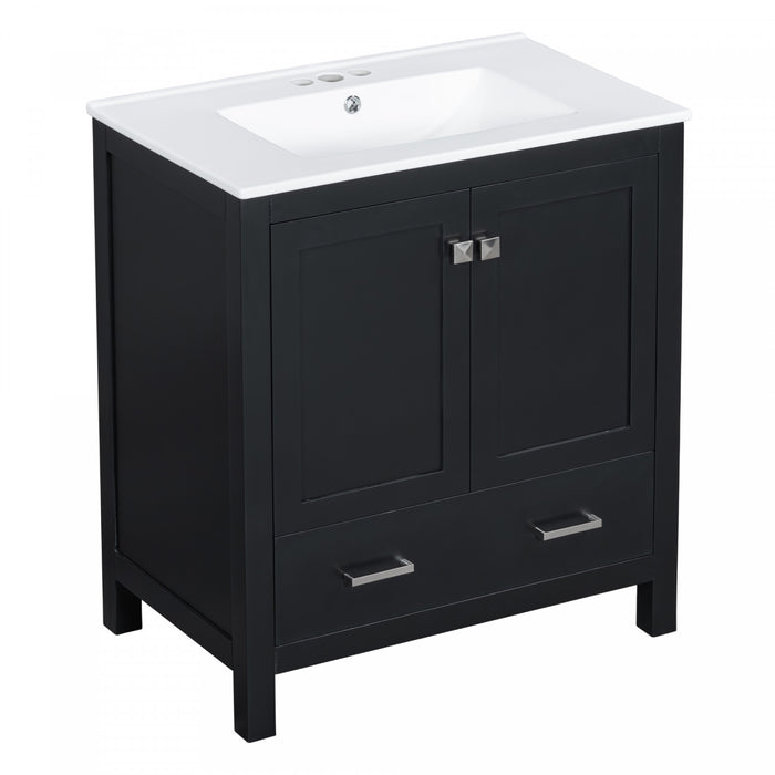 Madeline 60 Inch Double Sink Bathroom Vanity with Ceramic Basins and Smart Storage，Black