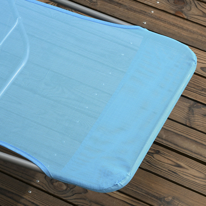 Outsunny 2-piece Folding Chaise Lounge, Reclining Sun Tanning Chairs, Blue