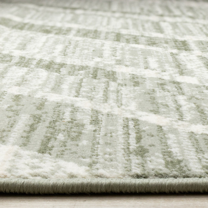 Florence Green White Distressed Chevron Design Rug, 7'9\" x 10'6\" Indoor Area Rug