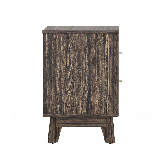 Orlen Mid-Century Modern 2-Drawer Multi-Purpose Nightstand & End Table in Jacobean Walnut