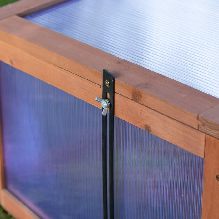 Outsunny 39\" X 26\" X 16\" Wooden Cold Frame Polycarbonate Planter Box, Brown