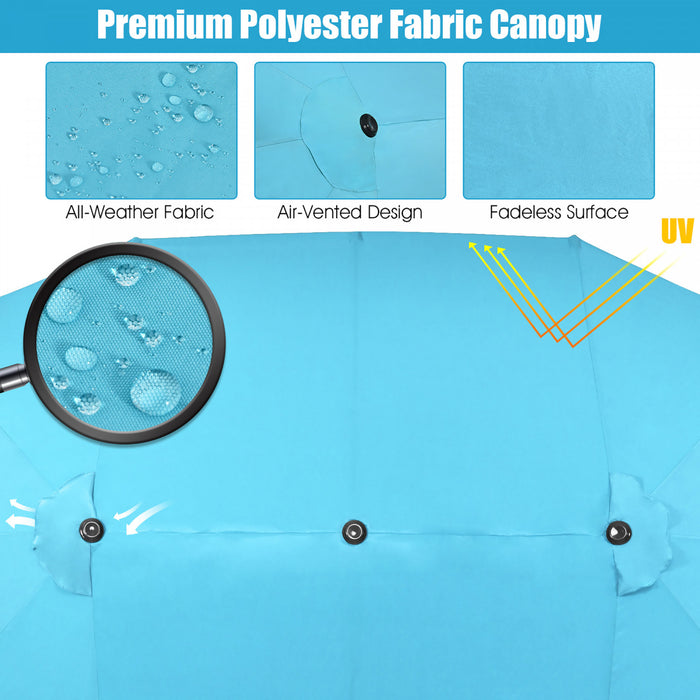 Costway 15FT Double-Sided Twin Patio Umbrella Sun Shade Outdoor Crank Market Turquoise
