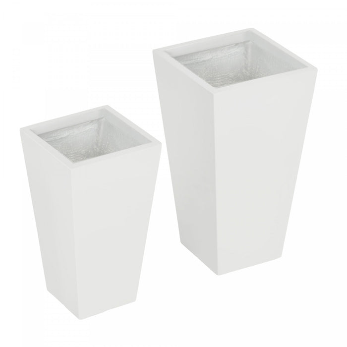Outsunny Set of 2 Outdoor Flower Pots with Drainage Holes, White