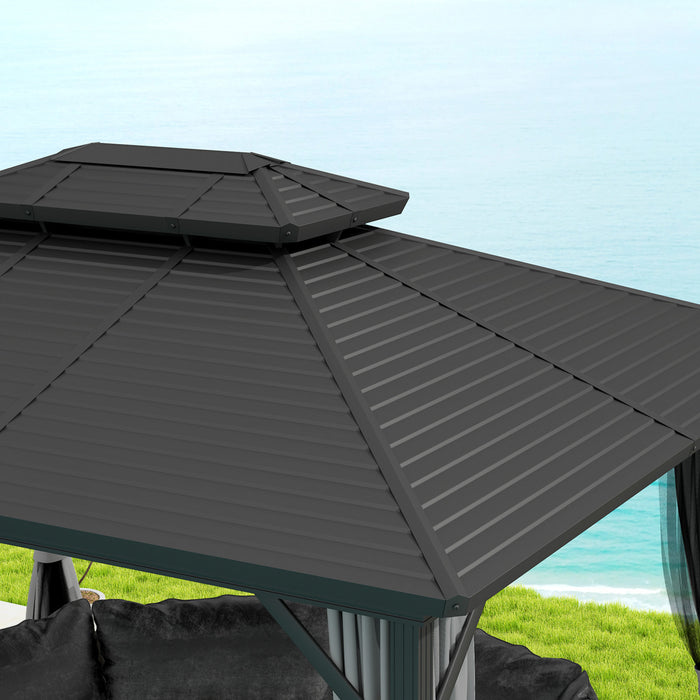 Outsunny 10' X 12' Hardtop Gazebo Outdoor Aluminum Gazebo, Light Grey