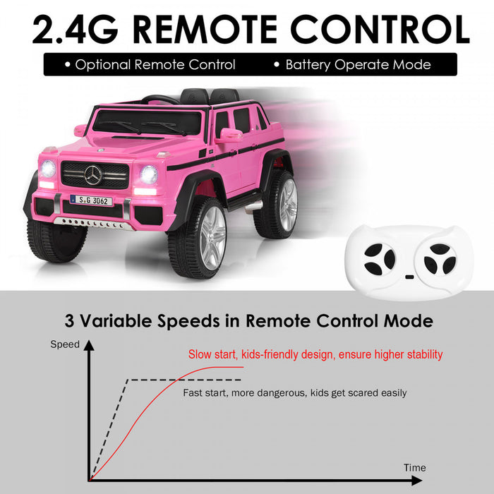 12v Licensed Mercedes-benz Kids Ride On Car Rc Motorized Vehicles W/ Trunk Pink