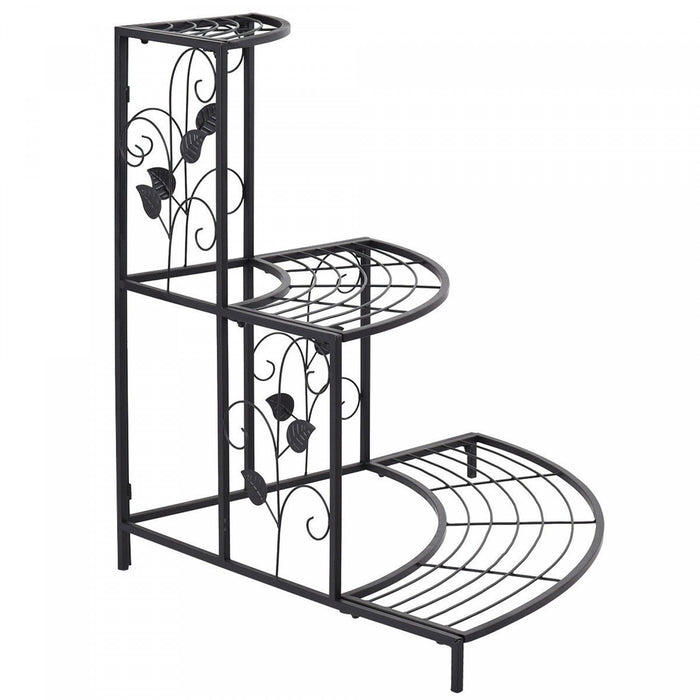 Costway 3 Tier Floral Corner Plant Stand Metal Flower Pot Rack Stair Display Ladder