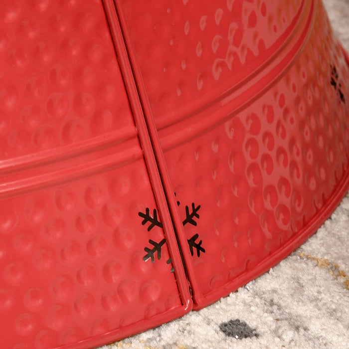 Homcom Christmas Tree Collar Xmas Tree Metal Skirt Decor Red
