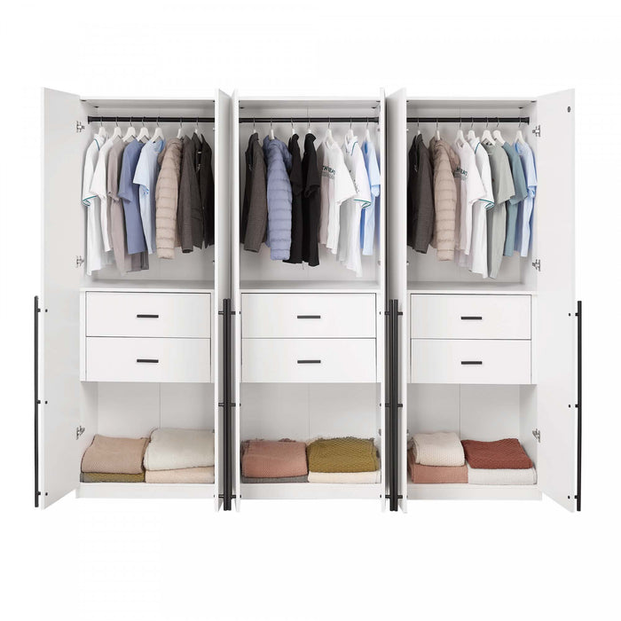 Lee Modern 32\" Wardrobe Closet in White - Set of 3 Armoire