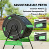 Outsunny Compost Bin Outdoor, 53 Gal Dual Chamber Tumbling Composter with Adjustable Vents, BPA Free Rotating Tumbling Composter with 2 Sliding Doors for Garden, Yard, Green
