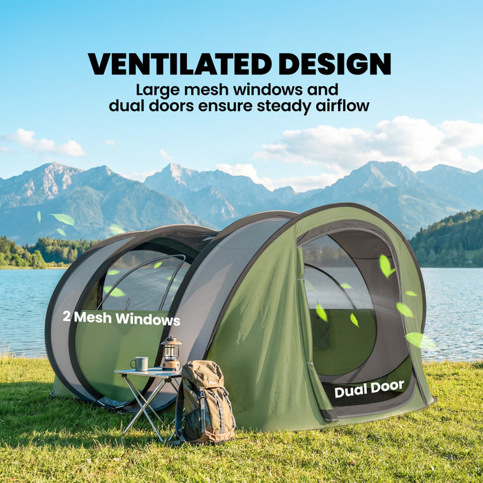 Outsunny Pop-Up Camping Tent for 4-5 Person, Green