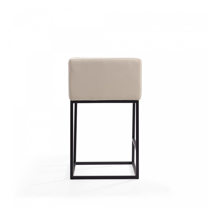 Embassy Mid-Century Modern Metal Upholstered Counter Stool in Cream